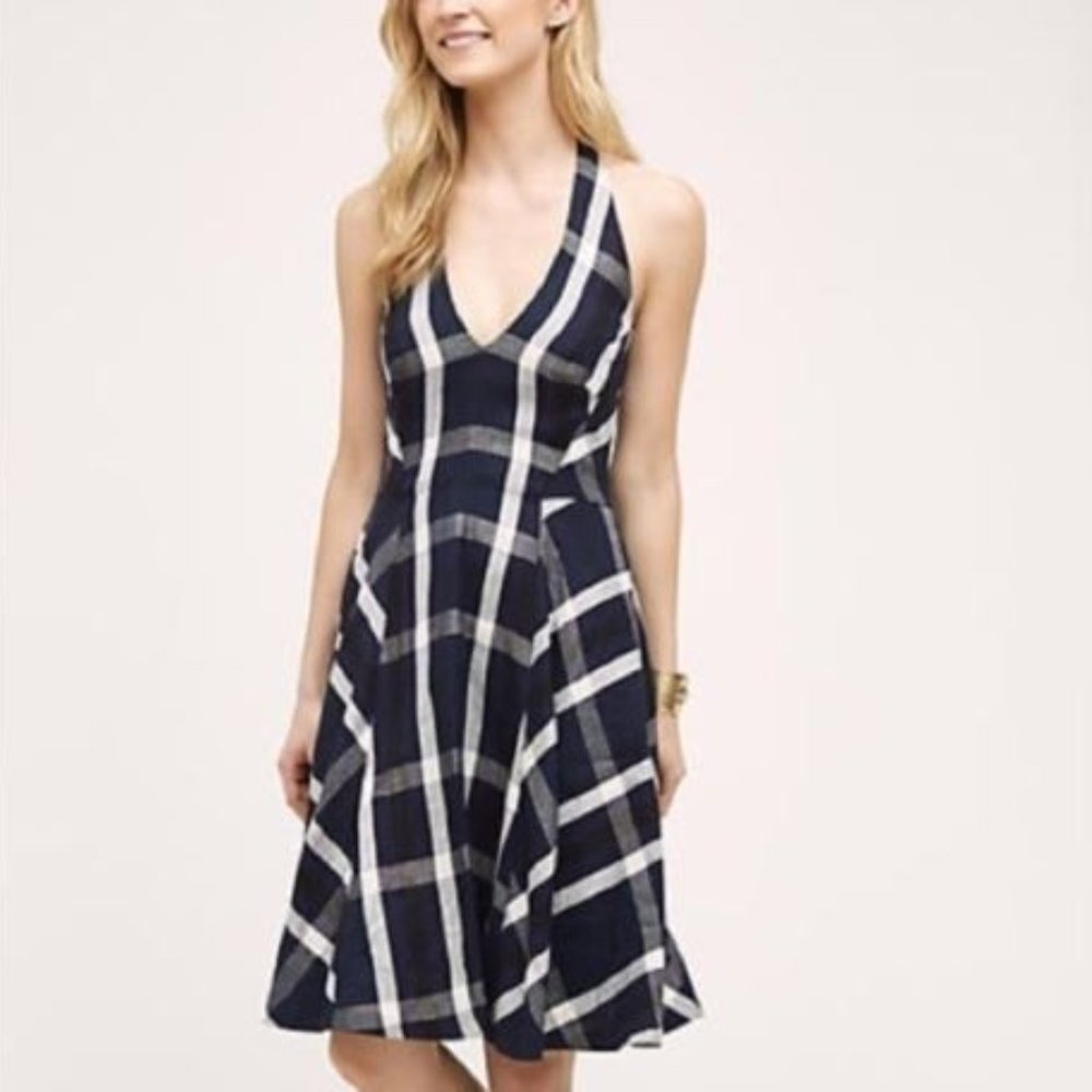 Eva Franco Blue plaid sundress halter